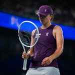 Iga Swiatek of Poland in action against Maja Chwalinska of Poland in the semi-final on Day 6 of the Wuhan Open.