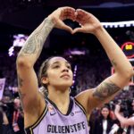 Gabby Williams #1 of the Golden State Valkyries celebrates the 68-64 win against the Atlanta Dream in game one of the WNBA Finals at Chase Center on October 17, 2026 in San Francisco, California.