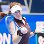 Maya Joint of Australia plays in action during her round of 32 singles match against Sorana Cirstea of Romania on day two of Toray Pan Pacific Open.