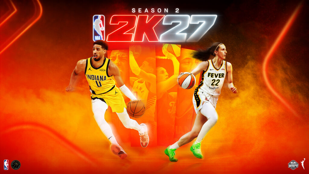 Key art for NBA 2K27 Season 2 featuring Indiana Fever star Caitlin Clark.